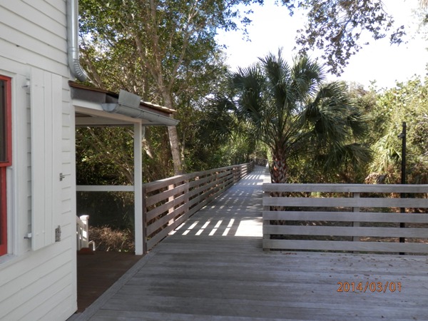 Elevated Walkway Over Wetlands Behind Captain  Henry Sewall’s Renovated Home 